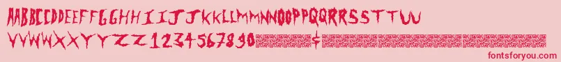 フォントMetalclash – ピンクの背景に赤い文字