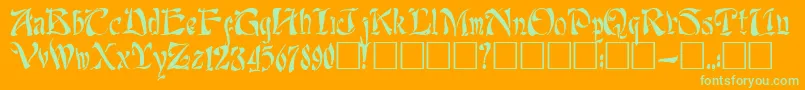 Lafcadio-Schriftart – Grüne Schriften auf orangefarbenem Hintergrund