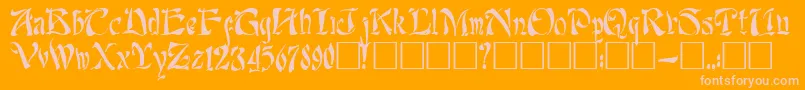 Lafcadio-Schriftart – Rosa Schriften auf orangefarbenem Hintergrund