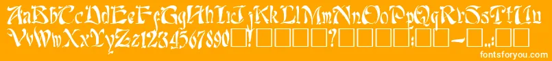 Lafcadio-Schriftart – Weiße Schriften auf orangefarbenem Hintergrund