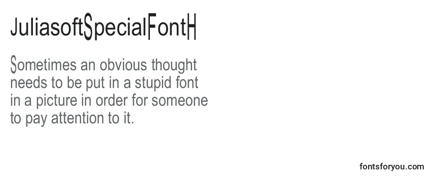 Review of the JuliasoftSpecialFontH Font