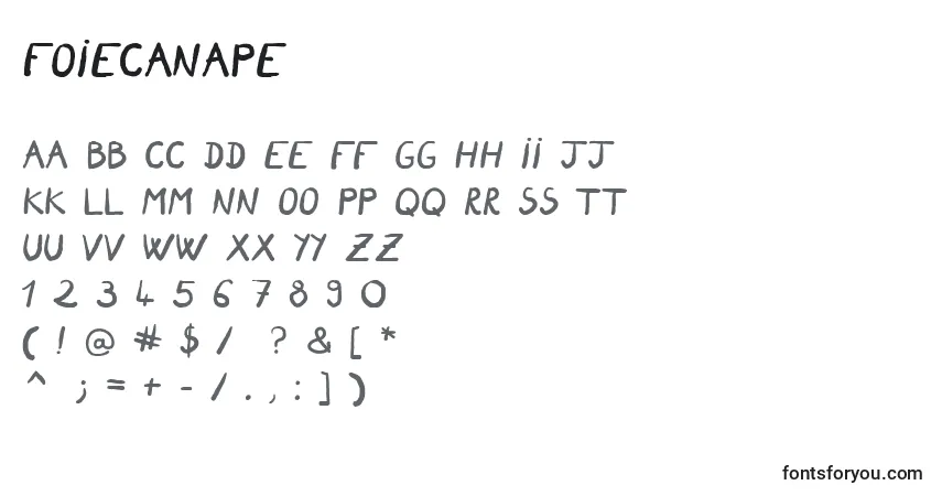 Czcionka Foiecanape – alfabet, cyfry, specjalne znaki