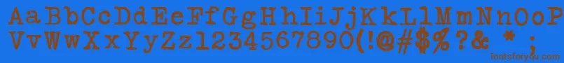 フォントSilkremingtonSbold – 茶色の文字が青い背景にあります。