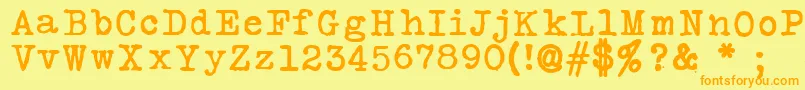 フォントSilkremingtonSbold – オレンジの文字が黄色の背景にあります。
