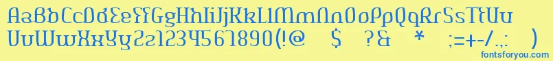 Aeshmadeavaregularoldserif Font – Blue Fonts on Yellow Background