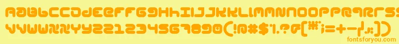 フォントStylPlain – オレンジの文字が黄色の背景にあります。