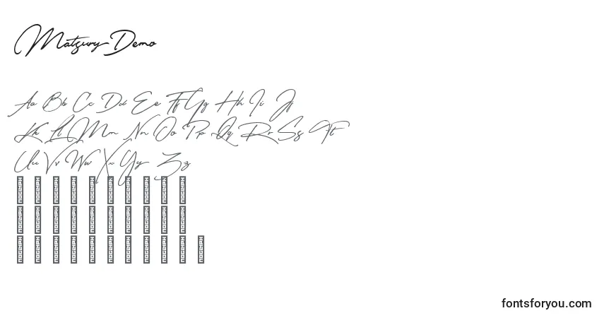 Schriftart MatsuryDemo – Alphabet, Zahlen, spezielle Symbole