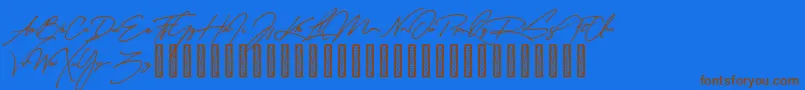 MatsuryDemo Font – Brown Fonts on Blue Background