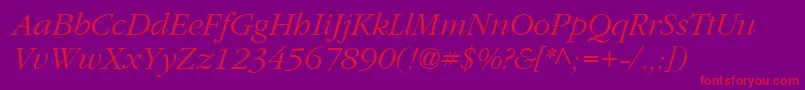 Czcionka GatineauItalic – czerwone czcionki na fioletowym tle