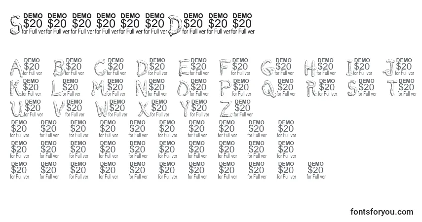 Шрифт SmeltedDemo – алфавит, цифры, специальные символы