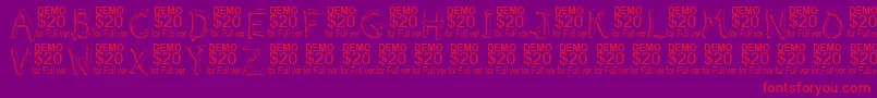 SmeltedDemo-fontti – punaiset fontit violetilla taustalla