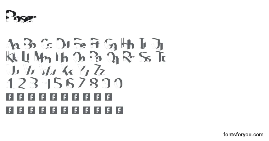 A fonte Poser – alfabeto, números, caracteres especiais
