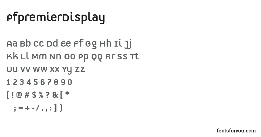 Czcionka PfpremierDisplay – alfabet, cyfry, specjalne znaki