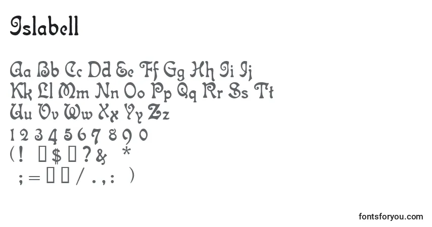 Fuente Islabell - alfabeto, números, caracteres especiales