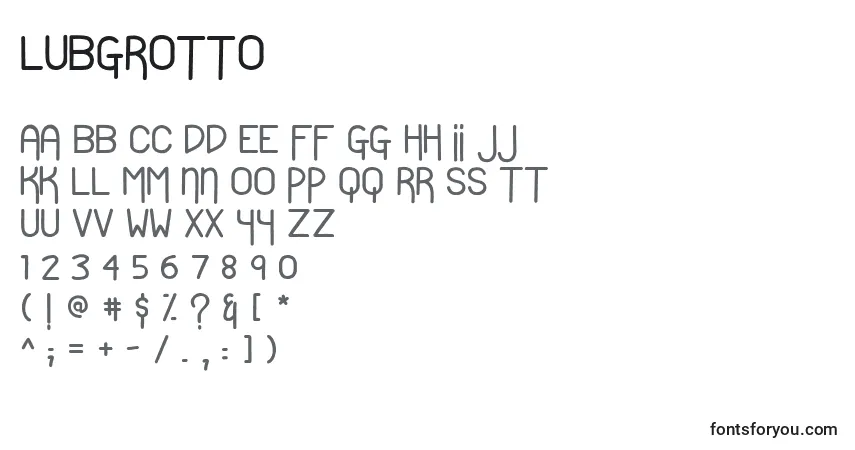 Czcionka Lubgrotto – alfabet, cyfry, specjalne znaki