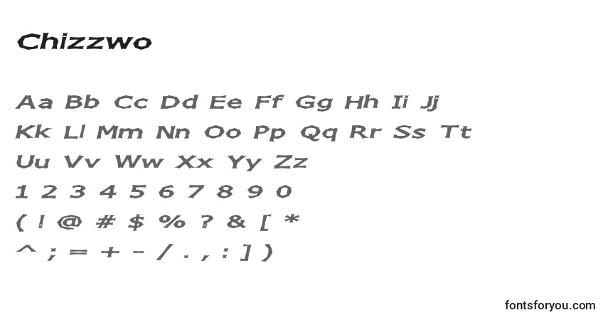 Czcionka Chizzwo – alfabet, cyfry, specjalne znaki