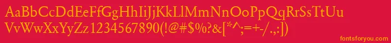 フォントUrwgaramondtnar – 赤い背景にオレンジの文字