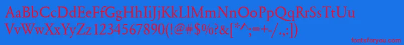 Urwgaramondtnar Font – Red Fonts on Blue Background