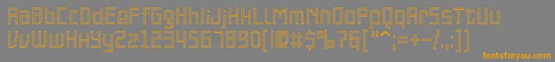 PfonlinethreeproSoutlineフォントについての詳細 フォントPfonlinethreeproSoutline – オレンジの文字は灰色の背景にあります。