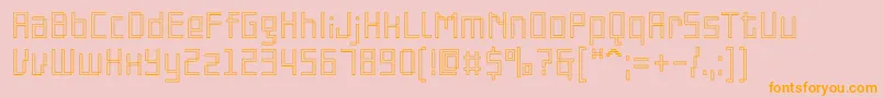 PfonlinethreeproSoutline-Schriftart – Orangefarbene Schriften auf rosa Hintergrund