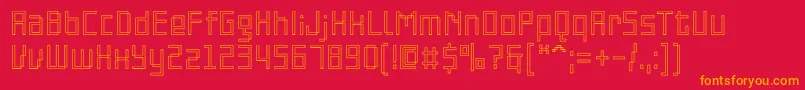 PfonlinethreeproSoutline Font – Orange Fonts on Red Background