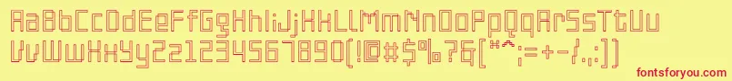 PfonlinethreeproSoutline Font – Red Fonts on Yellow Background