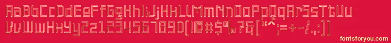 PfonlinethreeproSoutline-fontti – keltaiset fontit punaisella taustalla