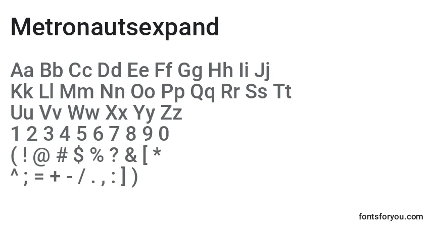 Шрифт Metronautsexpand – алфавит, цифры, специальные символы