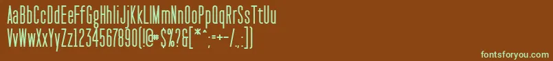 フォントPaktCondensedSemibold – 緑色の文字が茶色の背景にあります。