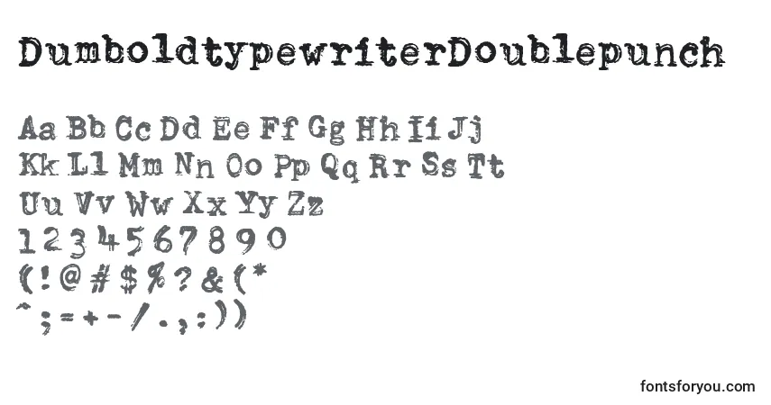 Czcionka DumboldtypewriterDoublepunch – alfabet, cyfry, specjalne znaki