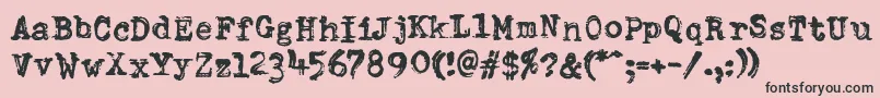 フォントDumboldtypewriterDoublepunch – ピンクの背景に黒い文字