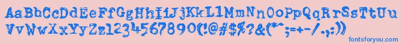 DumboldtypewriterDoublepunch-fontti – siniset fontit vaaleanpunaisella taustalla