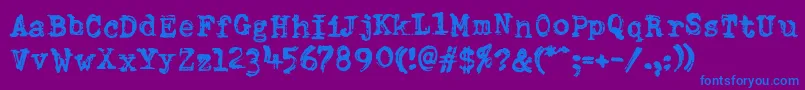 DumboldtypewriterDoublepunch-Schriftart – Blaue Schriften auf violettem Hintergrund