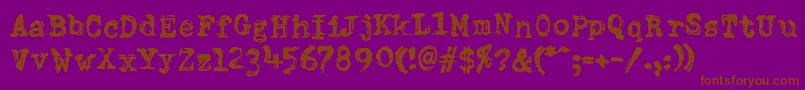 DumboldtypewriterDoublepunch-Schriftart – Braune Schriften auf violettem Hintergrund