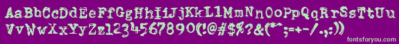 DumboldtypewriterDoublepunch-Schriftart – Grüne Schriften auf violettem Hintergrund