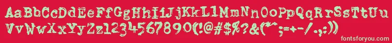 DumboldtypewriterDoublepunch Font – Green Fonts on Red Background