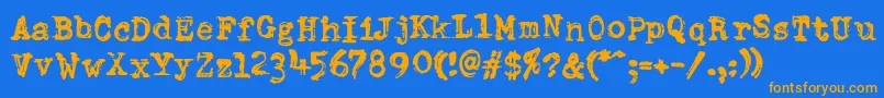 フォントDumboldtypewriterDoublepunch – オレンジ色の文字が青い背景にあります。