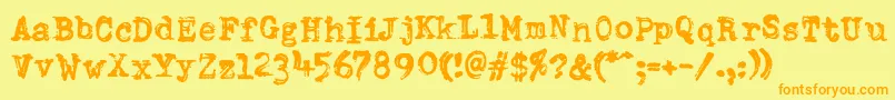 フォントDumboldtypewriterDoublepunch – オレンジの文字が黄色の背景にあります。