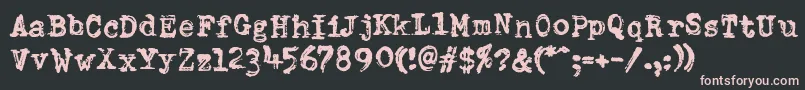 DumboldtypewriterDoublepunch-fontti – vaaleanpunaiset fontit mustalla taustalla