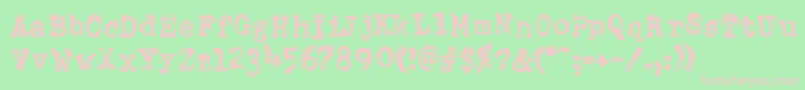 Fonte DumboldtypewriterDoublepunch – fontes rosa em um fundo verde