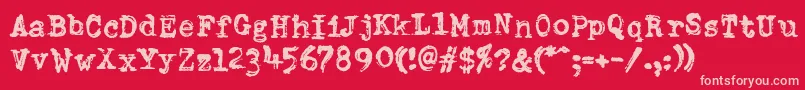 Czcionka DumboldtypewriterDoublepunch – różowe czcionki na czerwonym tle