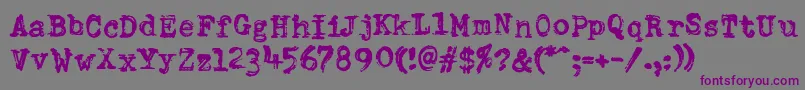 フォントDumboldtypewriterDoublepunch – 紫色のフォント、灰色の背景