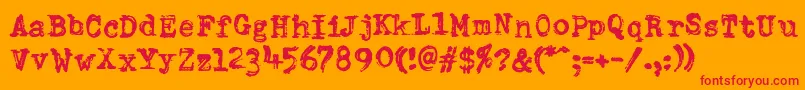 Czcionka DumboldtypewriterDoublepunch – czerwone czcionki na pomarańczowym tle
