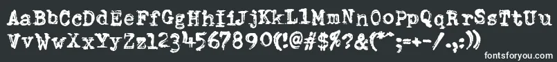 DumboldtypewriterDoublepunch-fontti – valkoiset fontit mustalla taustalla