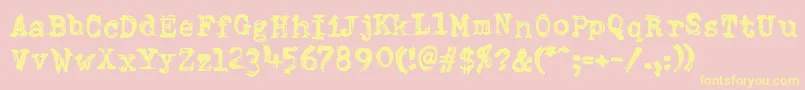 Fonte DumboldtypewriterDoublepunch – fontes amarelas em um fundo rosa