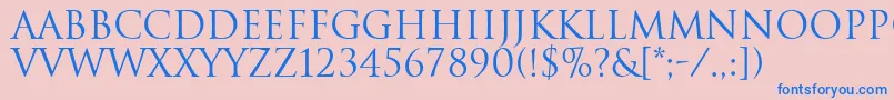 TrajanRegular Font – Blue Fonts on Pink Background