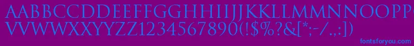 TrajanRegular-Schriftart – Blaue Schriften auf violettem Hintergrund