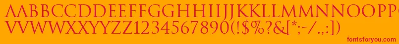 TrajanRegular Font – Red Fonts on Orange Background
