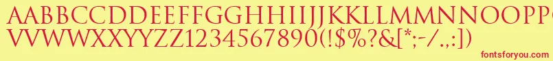 TrajanRegular Font – Red Fonts on Yellow Background