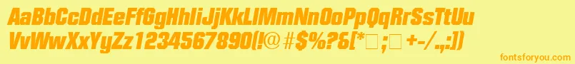 Police ConexDisplaySsiItalic – polices orange sur fond jaune